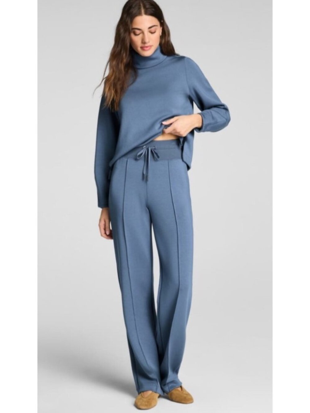 NEW Spanx Air Essentials Luxe Heavyair Straight Leg Pants Pull-On Rain XL Casual